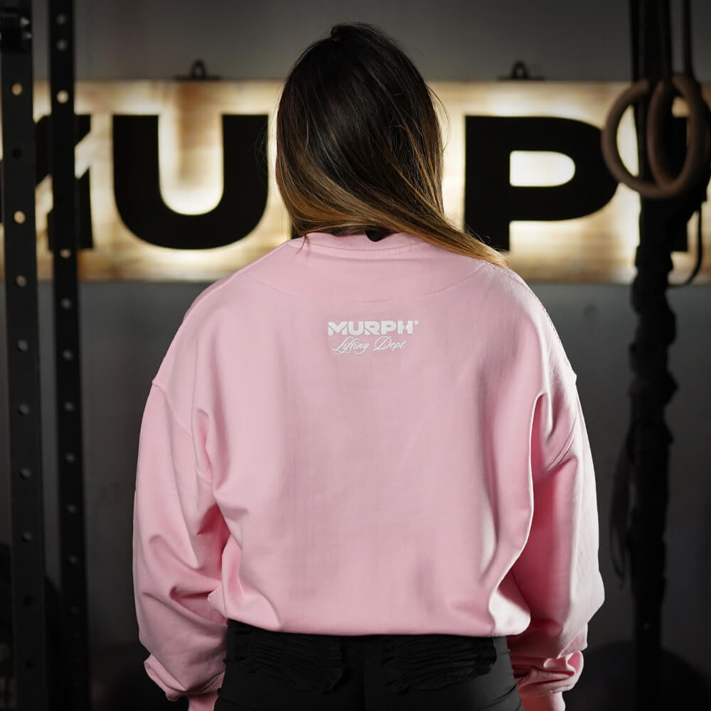Oversize Crop Crewneck Skull Logo - Pink