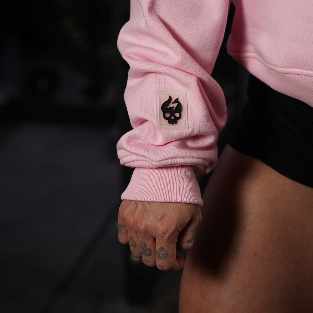 Oversize Crop Crewneck Skull Logo - Pink