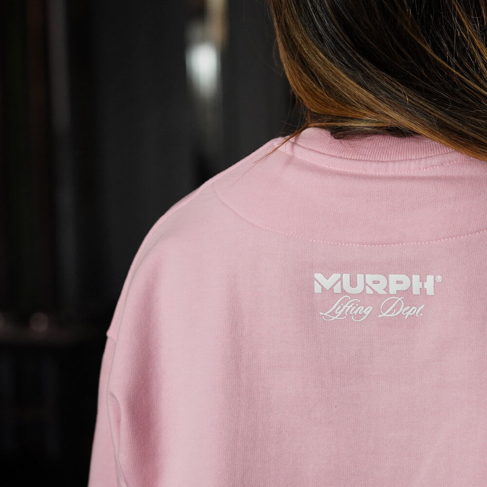 Oversize Crop Crewneck Skull Logo - Pink