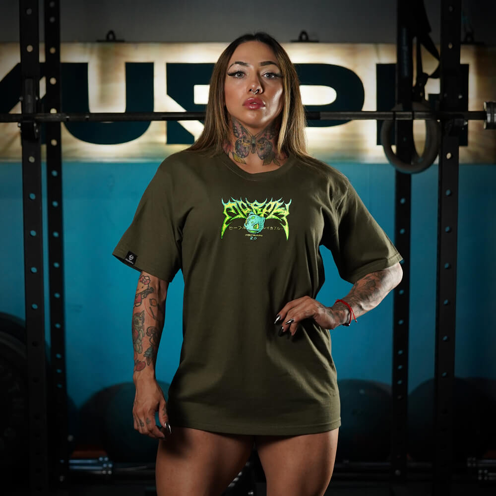 Polera Oversize LIFTASAUR - Verde Táctico