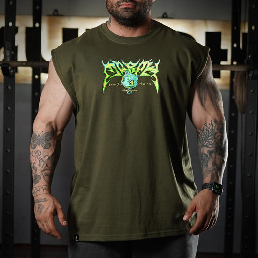 Polera Oversize Sleeveless LIFTASAUR - Verde Táctico