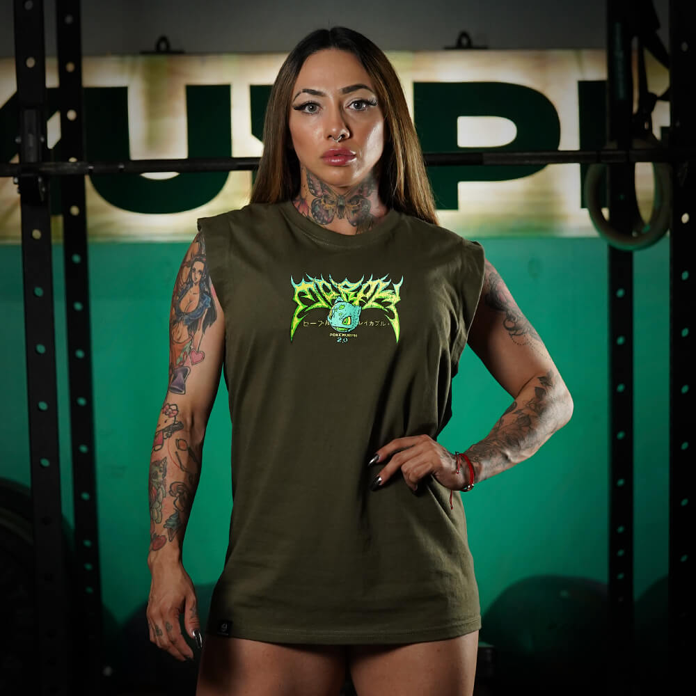 Polera Oversize Sleeveless LIFTASAUR - Verde Táctico