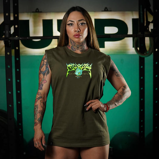 Polera Oversize Sleeveless LIFTASAUR - Verde Táctico
