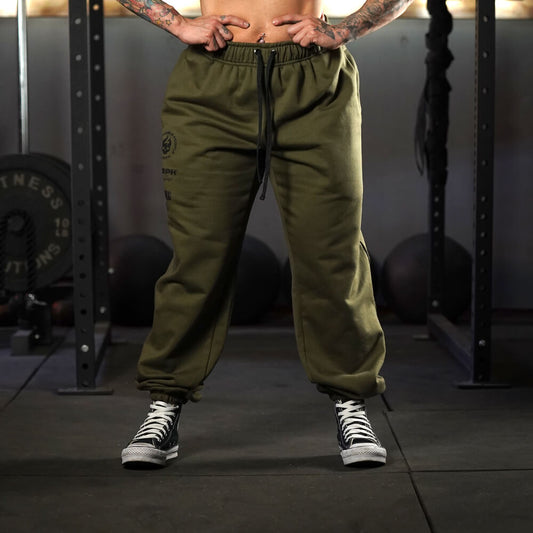 Premium Oversize Jogger Skull + Lifting Dept - Tactical Green
