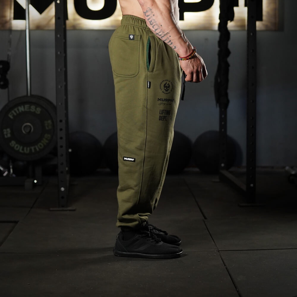 Premium Oversize Jogger Skull + Lifting Dept - Tactical Green
