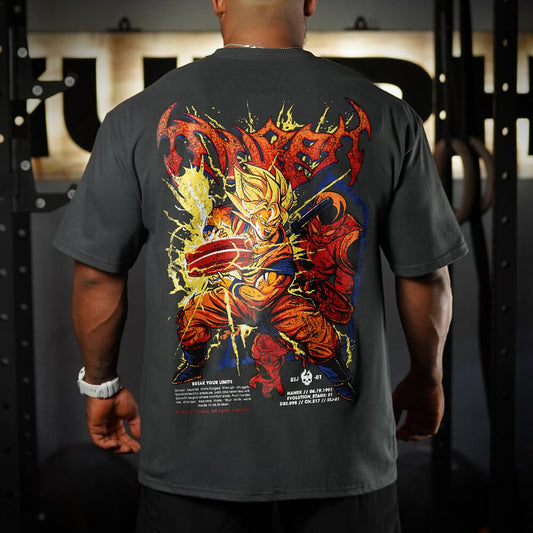 Polera Oversize THE UNBREAKABLE SAIYAN - Gris Charcoal