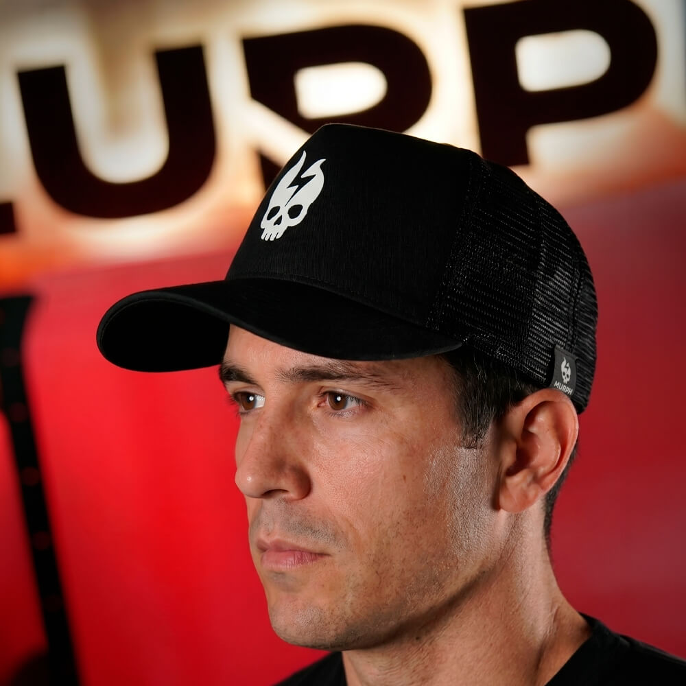 Curved Trucker Skull Logo - Black