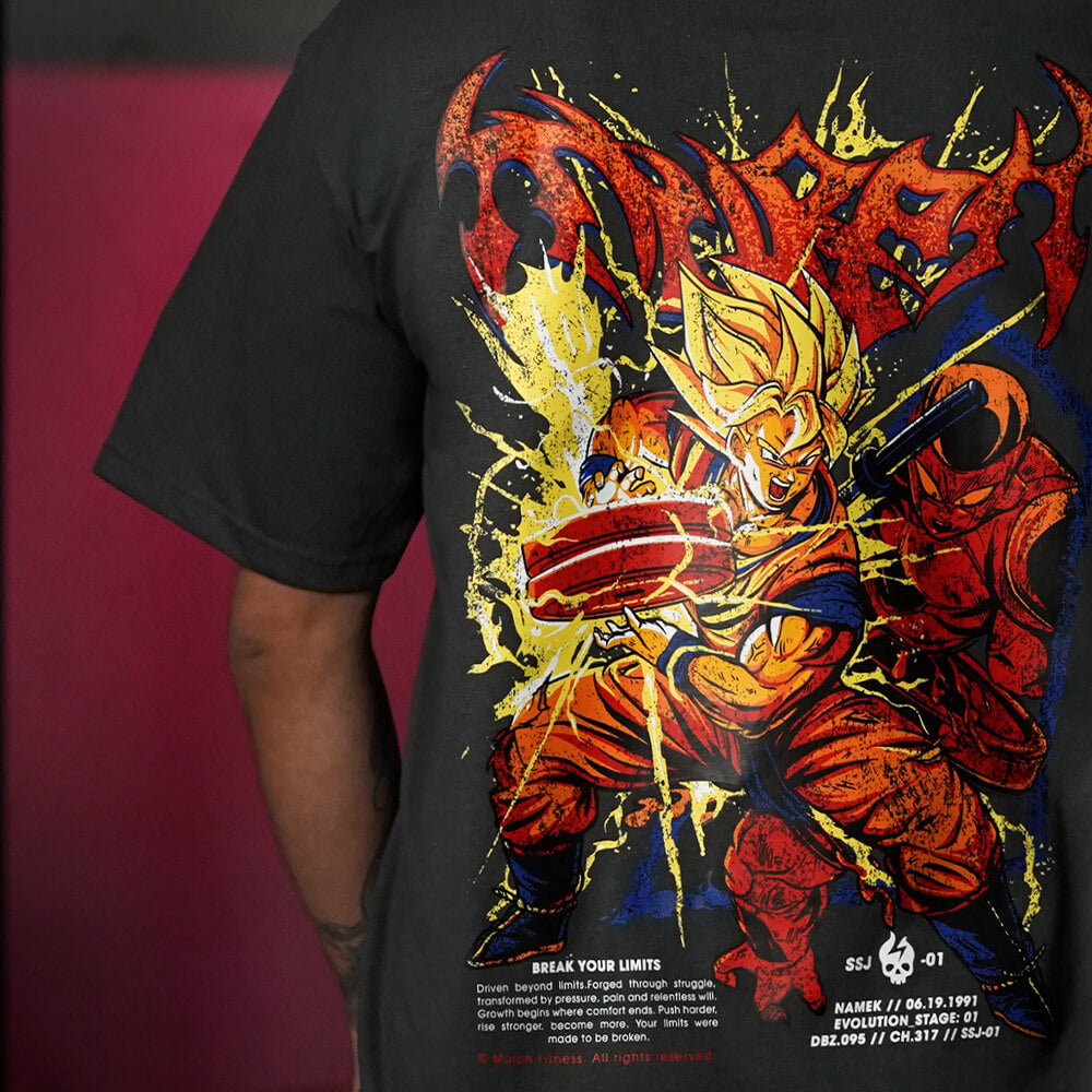 Polera Oversize THE UNBREAKABLE SAIYAN - Gris Charcoal