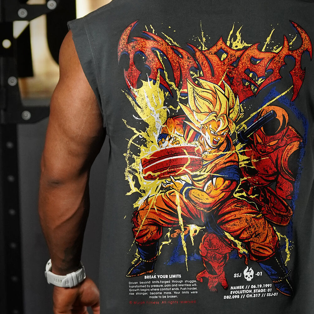 Polera Oversize Sleeveless THE UNBREAKABLE SAIYAN - Gris Charcoal