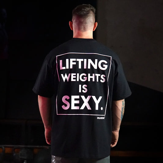 Polera Oversize Lifting Weights Is Sexy - Negro