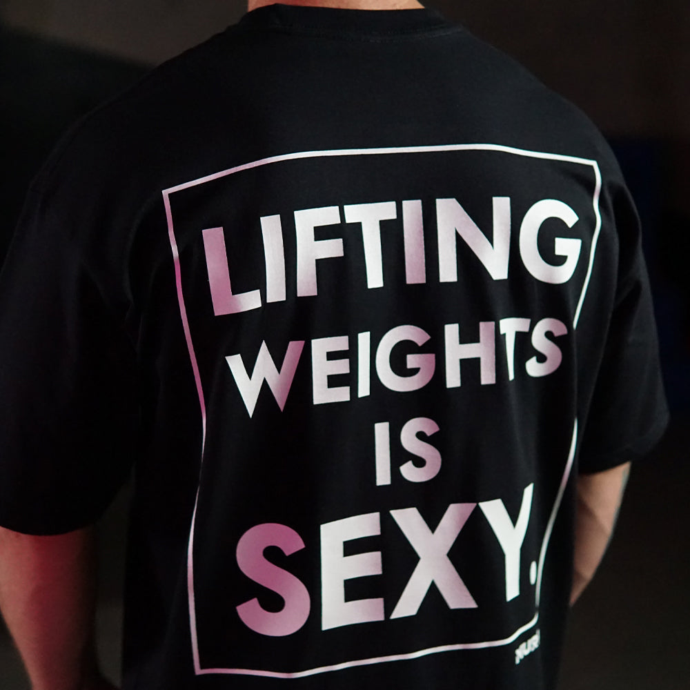 Polera Oversize Lifting Weights Is Sexy - Negro