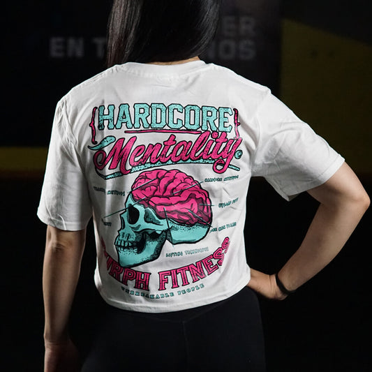 Crop Top Hardcore Mentality - Blanco